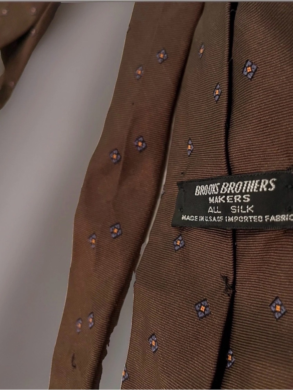 Vintage Brooks Brothers Brown Silk Tie with Micro Geometric Motif